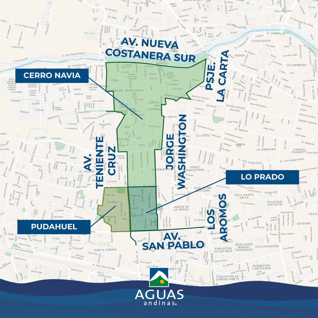 Mapa. Comunas con corte de agua. 